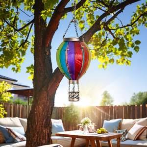Bunte Regenbogen-Glas-Heißluftballon-Solar-LED-Laterne mit IP65-Schutzklasse für Gartendekoration - Product Image 3