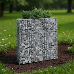 Bac à légumes surélevé en gabion trapézoïdal 39,4x7,9x39,4 pouces en acier galvanisé pour le jardin - Product Image 2