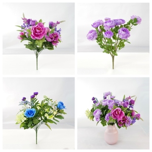 Bouquet de pivoines et de ranunculus artificiels en gros, <span class=keywords><strong>fleurs</strong></span> en soie au toucher réel avec verdure pour la décoration de mariage et de la maison - Product Image 1