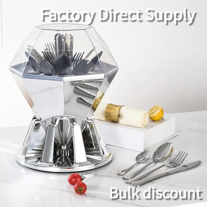 Juego de Cubiertos de Lujo de 24 Piezas Personalizable con Cuchara, Tenedor y Cuchillo para Comedor Occidental, Juego de Vajilla con Diseño de Diamantes - Product Image 2