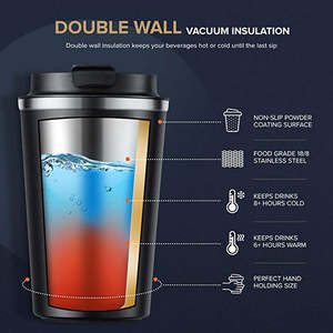 Double Wall Vacuum 304 Stainless Steel Tumbler 350ml Portable Travel Coffee Mug with Lid 6 Hours Insulation for <b>Party</b> Use - Product Image 4