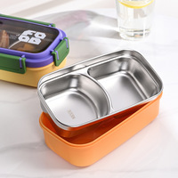 Boîte à bento en acier inoxydable 304, 2 compartiments, étanche, boîte à lunch portable pour étudiants, employés de bureau, conteneur de stockage alimentaire