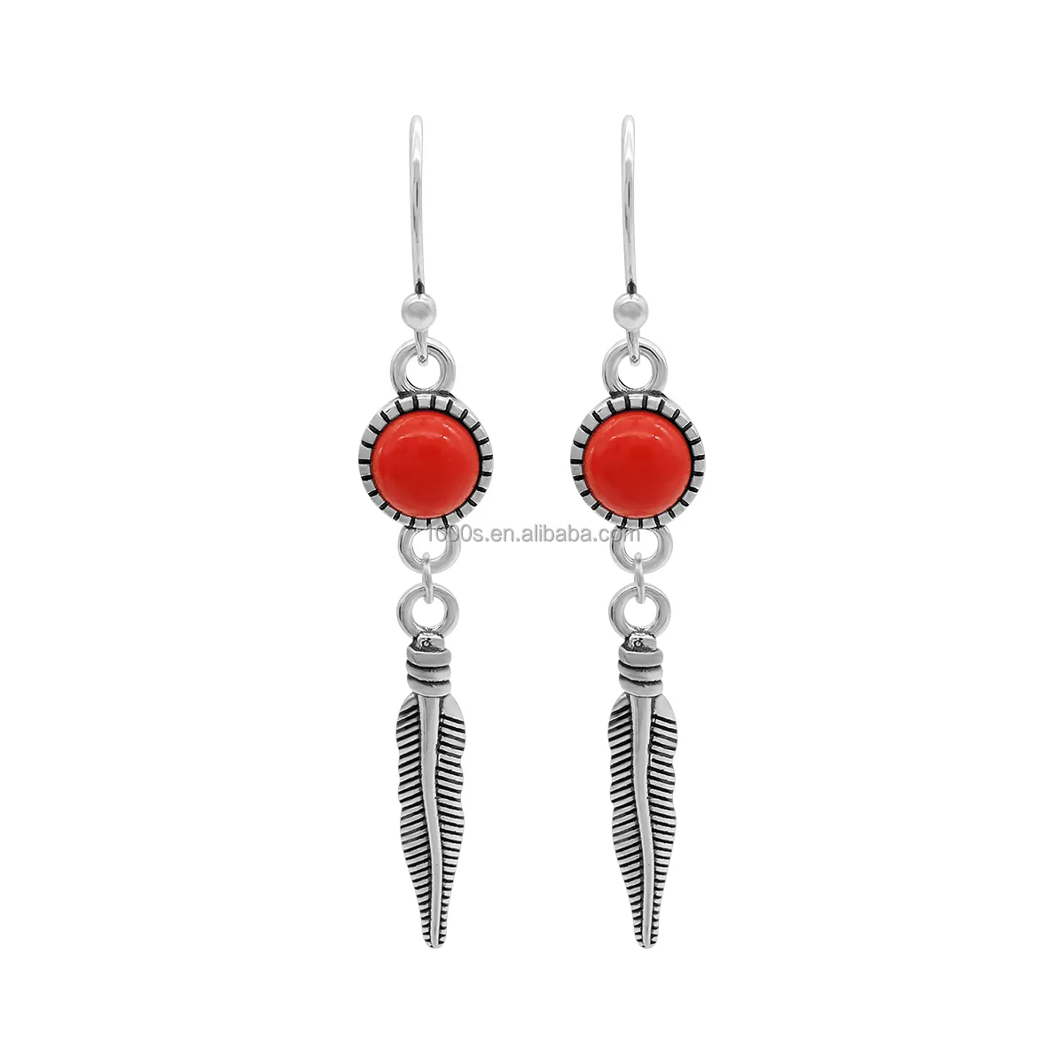 1000S 925 Sterling Silver Coral Retro Noble Temperament commercio all'ingrosso personalizzato per l'orecchino dei monili del regalo della festa di anniversario delle donne