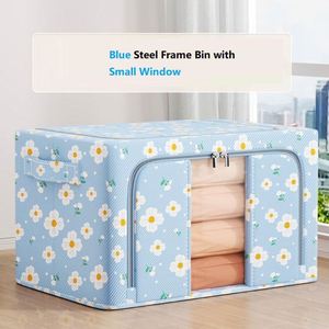 Household Clothes Sheets Storage Organizer Steel <b>Frame</b> Bin with Window - Product Image 5