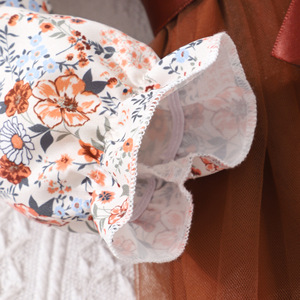 New Girls 'dài tay áo ve áo hoa in Váy dệt Vành Đai trẻ em mùa hè ODM dệt kim vải ăn mặc nút trang trí - Product Image 6