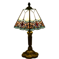 Lampu Meja Kaca Patri Motif Bunga, Lampu Baca Meja, Lampu Meja Samping Tempat Tidur Dekorasi untuk Ruang Kecil Kamar Tidur Kantor Rumah