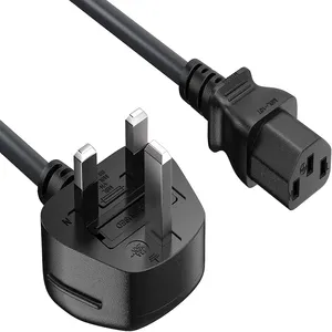 UK BS1363 to C13 Power Cord,Toptekits 16AWG Britain England Power Cord, with Fuse,IEC-320-C13 to UK Plug