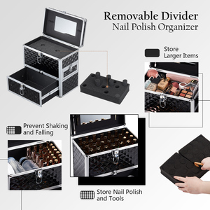 Nail Supplies Storage <b>Case</b> Travel Nail Storage Box Large <b>Makeup</b> <b>Case</b> with Mirror Cosmetic Organizer for Make up Artist Nail Tech - Product Image 3