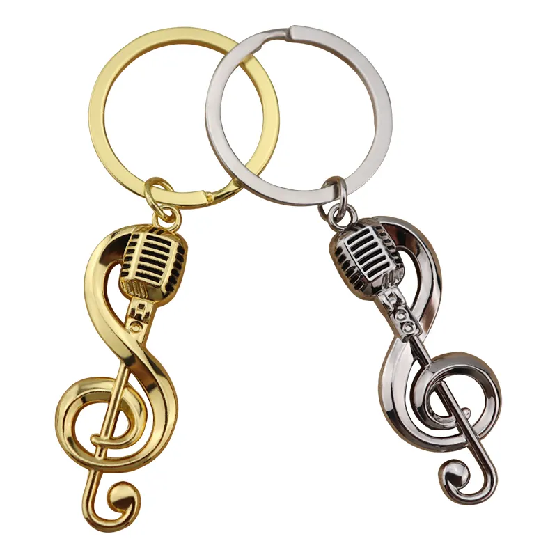 Âm nhạc lưu ý Keychain treble khóa của nhạc sĩ Guitar thép không gỉ Xe móc chìa khóa cho phụ nữ người đàn ông Keyring âm nhạc người yêu phụ kiện Quà Tặng