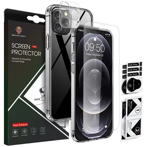 Anti-shock Phone Case Silk Print Screen Protector Camera Lens Set For Apple Iphone 12 13 14 15 Series