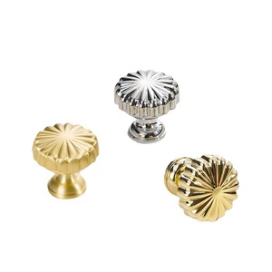 Brass Cabinet <b>Knob</b> Round Pumpkin Style Single Hole Minimalist Drawer Handle Durable <b>Copper</b> Material - Product Image 2