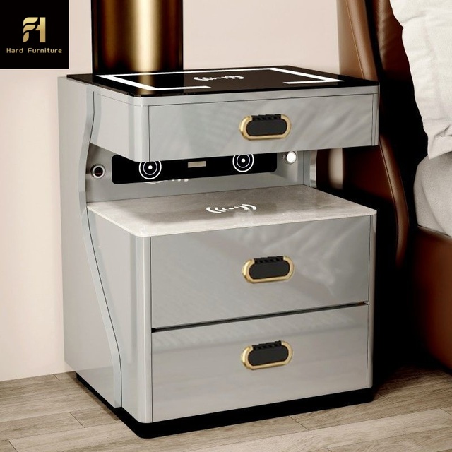 Intelligent New Smart Wireless Charging Station Nightstand Side Table Bedroom Furniture Mesita De Noche for Apartment Use