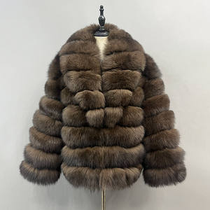 Nuovi Cappotti in <span class=keywords><strong>Pelliccia</strong></span> di Visone Color Zibellino, Lussuosi e Soffici Cappotti in Vera <span class=keywords><strong>Pelliccia</strong></span> di Volpe per Donna, per l'Inverno - Product Image 3