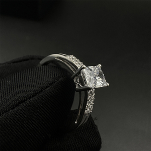 Fashionable <strong>Square</strong> Cut Women's <strong>Ring</strong> Fine Jewelry 925 Sterling Silver <strong>Engagement</strong> Crystal <strong>Rings</strong> for Women - Product Image 3