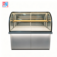 Vitrine à pâtisserie en verre incurvé sur mesure, cadre en métal noir, éclairage LED, comptoir de présentation pour boulangerie