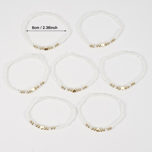 Fashion <b>Beaded</b> <b>Bracelets</b> Heart Shape Gold Plated Multi Layer Elastic Unisex Jewelry Bohemia Style Made In China - Product Image 3