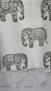 Elegant Elephant Block Print <b>Canvas</b> <b>Tote</b> Bag Pillow Shape Two Handles Shoulder Strap Eco-Friendly Foldable 16 Inch Travel Hak - Product Image 3