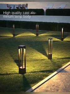 Lampe solaire LED pour pelouse, lampadaire de jardin extérieur, aluminium noir, IP65 résistant à l'eau, lumière du jour 5000K, détecteur de mouvement, 60 faisceaux - Product Image 2
