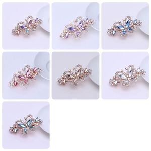 Mini-pince à cheveux incrustée de diamants, barrette en strass champagne pour femme, épingles à cheveux papillon colorées en cristal, pinces à cheveux à ressort - Product Image 6