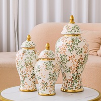 Vase en céramique bleu peint à la main, style chinois moderne haut de gamme, électroplaqué, motif floral, créatif, pour hydroponie, décorations de salon