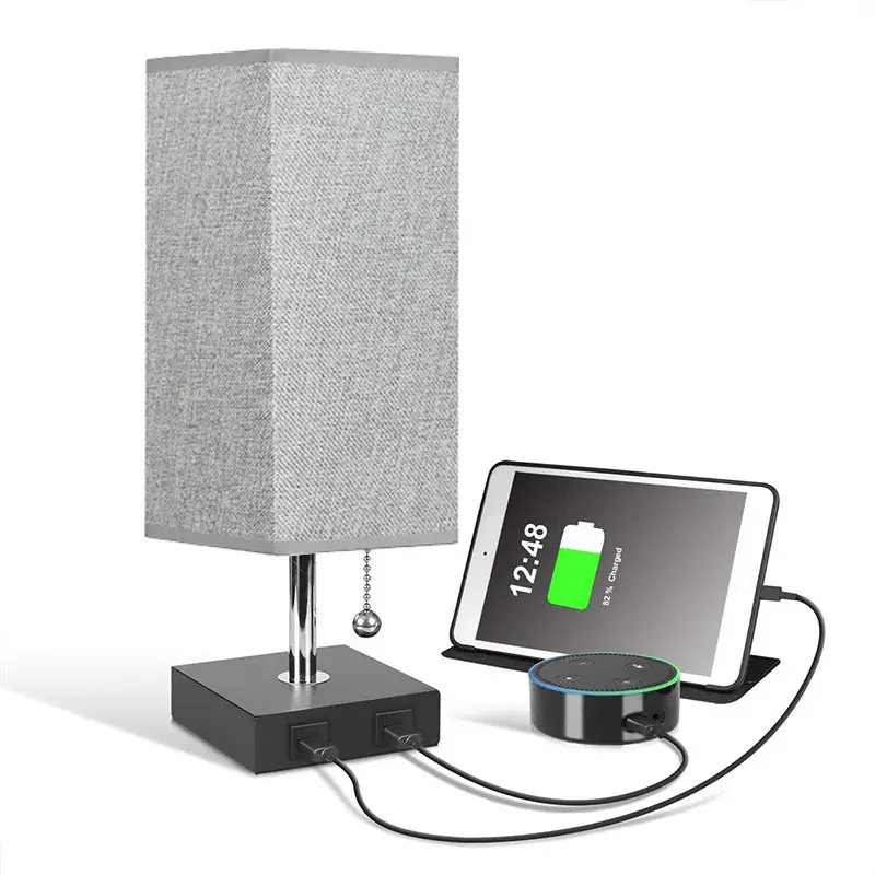 Simple Modern Table Lamp USB Charging Fabric Bedroom Study Bedside Table Light