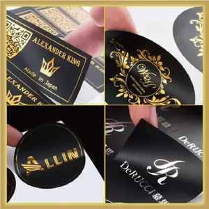 Logo kustom label lilin mewah cetakan stiker foil emas vinil tahan air