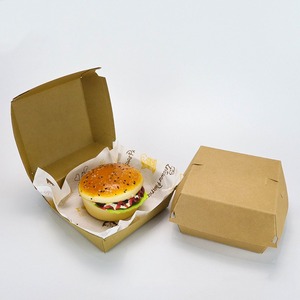Hộp đựng <span class=keywords><strong>burger</strong></span> giấy kraft màu vàng trắng, lót đơn - Product Image 5