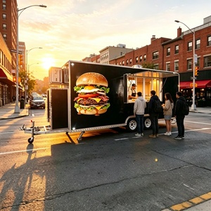 HANYI Food Truck Capsule, Remorque Alimentaire avec Cuisine Complète, Boutique Alimentaire Éphémère, Pizza, Desserts, Évier, Réfrigérateur, Congélateur à Vendre - Product Image 3