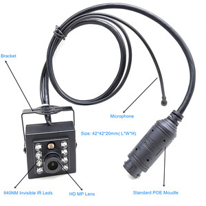 Mini Mạng máy ảnh an ninh 1080P 40*40 mét vuông vô hình IR Led Tầm nhìn ban đêm báo động Micro CCTV IP Camera POE với microphone - Product Image 3