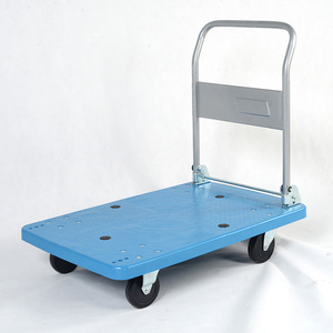 Chariot pliant monocouche 90x60 cm en alliage d'aluminium à quatre roues, chariot de transport industriel, revêtement en poudre bleu lac - Product Image 2