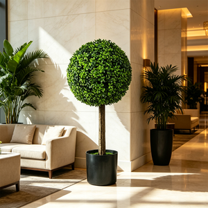 Árbol esférico de boj artificial en maceta, arbusto de plástico para paisajismo en exteriores, jardín, villa, hotel, centro comercial, terraza - Product Image 3