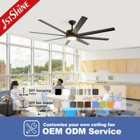 Ventilateur de plafond intelligent 1stshine 64 pouces avec lumière, 8 pales, commande vocale et application, haute efficacité, nouveau modèle d'usine