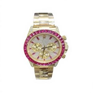 Montre de luxe pour homme sertie de diamants VVS Moissanite, mouvement mécanique, boîtier en acier inoxydable, verre, résistance à l'eau 10 bars - Product Image 1