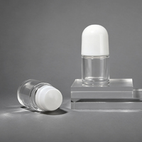Flacon roll-on en verre transparent de 20 ml, vide, pour déodorant, huile corporelle, emballage cosmétique, bouchon noir et blanc