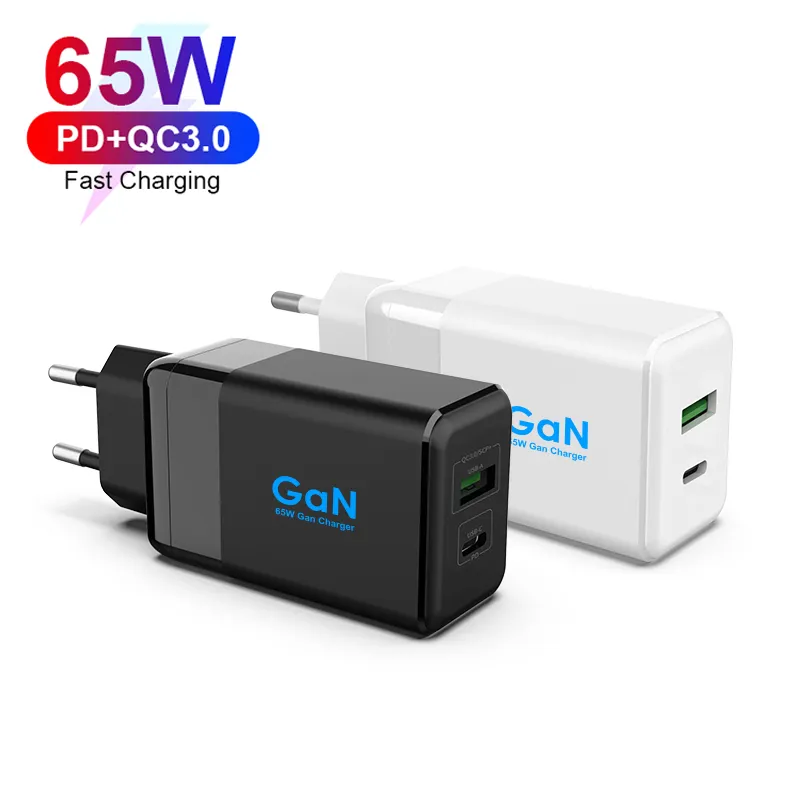 GaN Mini Size 65W Quick Charge 3.0 3A Fast Wall Charger for Smart Phone Tablet Laptop Fast Charging