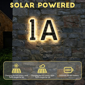 Plaque de porte solaire LED 9 pouces, étanche, illuminée, moderne, pour numéro de maison, villa, jardin, extérieur - Product Image 2