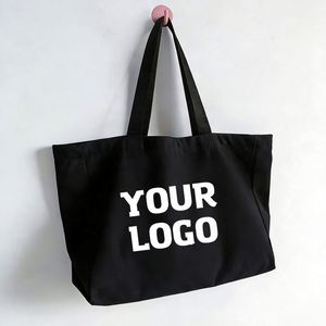 Canvas Tote Bag Custom Printed Logo Own Design With Pocket and Zipper - Product Image 1