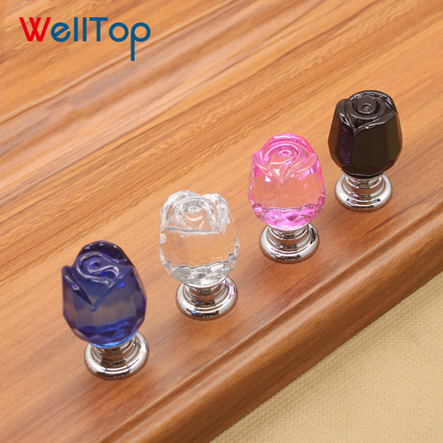 WELLTOP Modern Crystal Diamond Knob Handle Free Sample Furniture Handle for Cabinet Drawer Door OEM/ODM Wardrobe