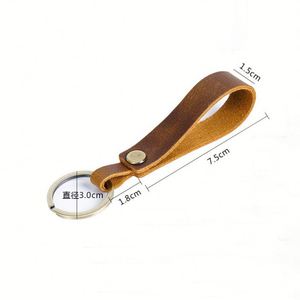 Porte-clés de voiture pour homme en cuir véritable de haute qualité, durable, avec pendentif, cadeau créatif, bracelet en cuir vintage gaufré - Product Image 6