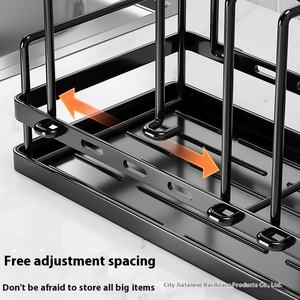 Estante para platos de Metal pequeño para <span class=keywords><strong>Amazon</strong></span>, estante de pie de doble nivel ajustable, estante para ollas, almacenamiento integrado, escurridor doméstico, cajón - Product Image 3