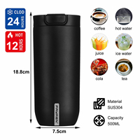 FAYREN 480ML Bouteille Isotherme Classique à Large Ouverture en Acier Inoxydable avec Cuillère Intégrée pour Aliments et Café