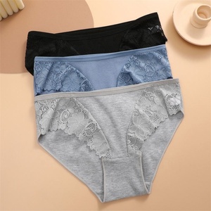 Nouveauté, vente en gros, culottes pour femmes en coton à 95%, <span class=keywords><strong>sous</strong></span>-vêtements <span class=keywords><strong>sexy</strong></span> avec dentelle, noir, bikinis pour jeunes filles, culottes brésiliennes - Product Image 1