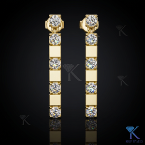 ต่างหูเพชร CVD แบบแท่งทรงหยดน้ำ ประดับเพชรสลับกับทองคำ 14K ทองคำแท้ ดีไซน์หรูหราสำหรับผู้หญิง เครื่องประดับชั้นดีสำหรับงานปาร์ตี้ - Product Image 2
