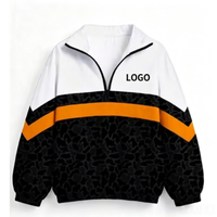 Sweat-shirt unisexe personnalisé à col zippé mi-long ou quart de zip, motif léopard, blocs de couleur, écologique, respirant, impression de logo, grandes tailles, printemps, faible MOQ