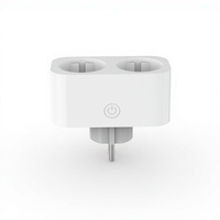 Prise intelligente double Tuya standard européenne avec moniteur d'énergie, prise intelligente universelle 16A Wifi avec application, contrôle vocal Alexa Google
