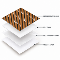 Papier peint auto-adhésif en feuilles XPE de 1,8 mm à motif de lattes de bois marron pour les entrepreneurs en aménagement intérieur (vente en gros)