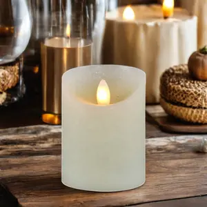 Wedding Ivory Moving Wick Flickering Electronic LED Candle With Timer