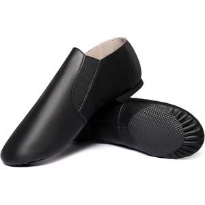 Chaussures de jazz en cuir unisexes Dynadans, plates et faciles à enfiler, avec élastique, pour femmes et hommes - Product Image 1