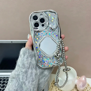 Étui de téléphone miroir de luxe pour femme, style coréen, en silicone TPU antichoc, pour <span class=keywords><strong>iPhone</strong></span> 17 16 Pro Max 15 Plus 14 13 12 - Product Image 2