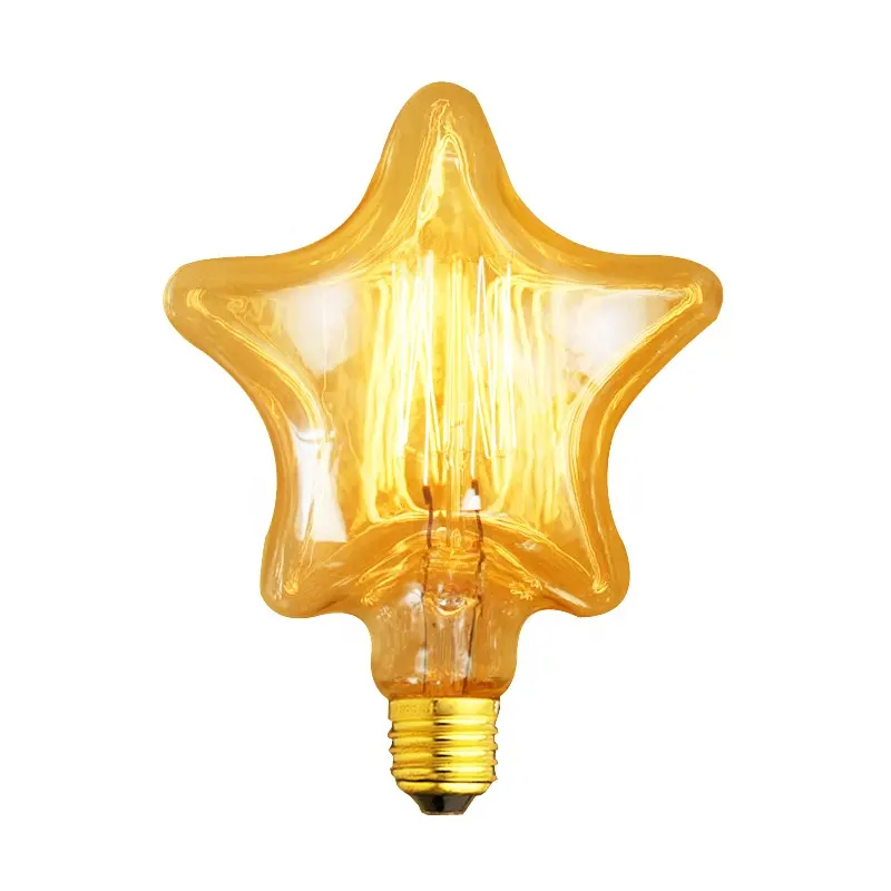 Bombilla incandescente de filamento de tungsteno en forma de estrella Bombilla Edison vintage 25W 40W 60W